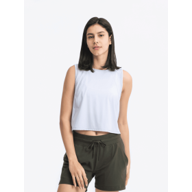JupiterGear Round-Neck Cropped Tank (Color: Light Blue, size: 4)