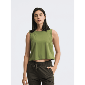 JupiterGear Round-Neck Cropped Tank (Color: Moss, size: 4)