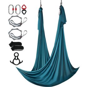 Aerial Silk & Yoga Swing, 11 Yards, Aerial Yoga Hammock Kit with 100gsm Nylon Fabric, Full Rigging Hardware & Easy Set-up Guide (Color: Dark Green, size: 10 x 2.8 m)